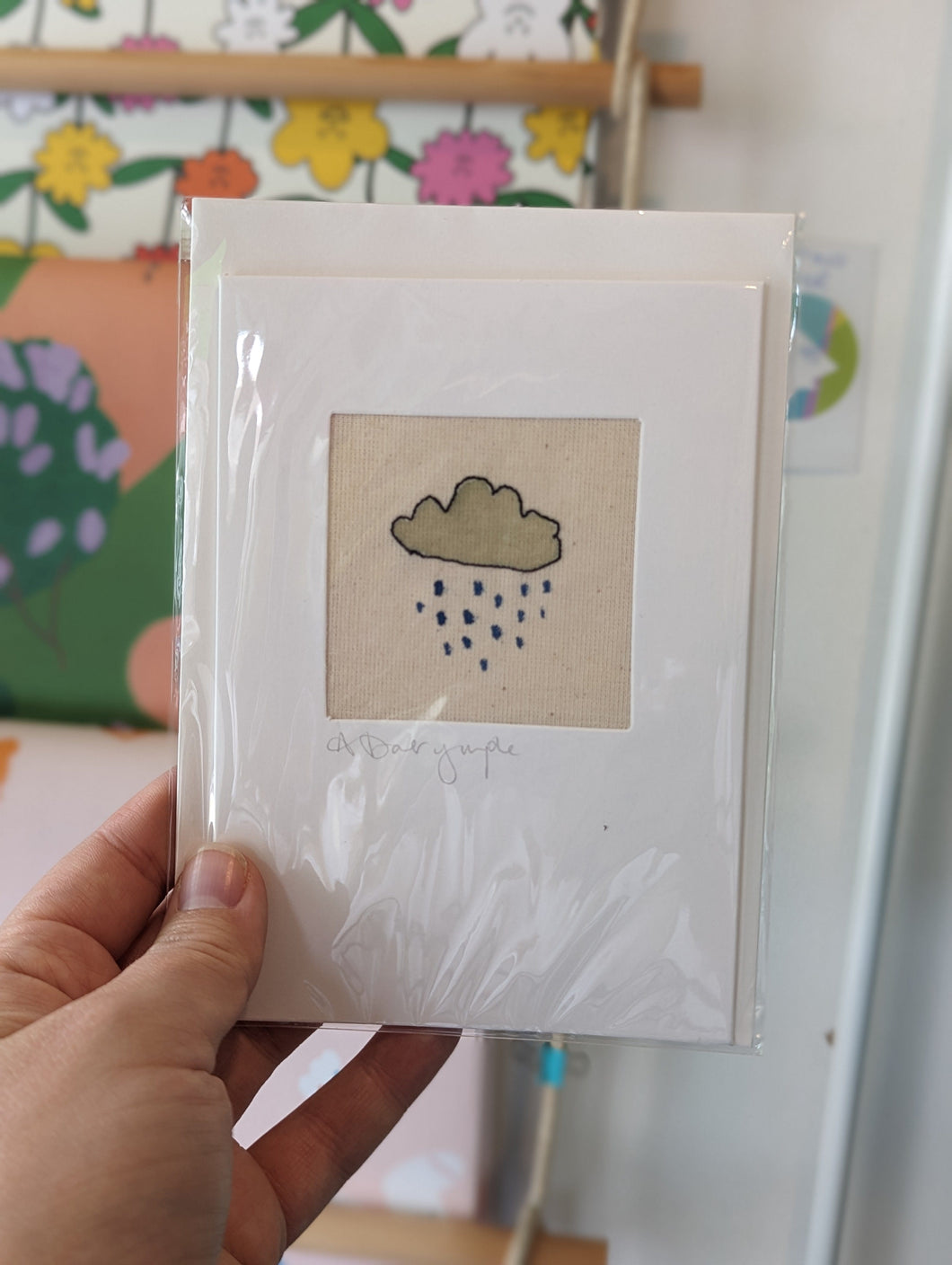 Embroidered Card - Rain Cloud