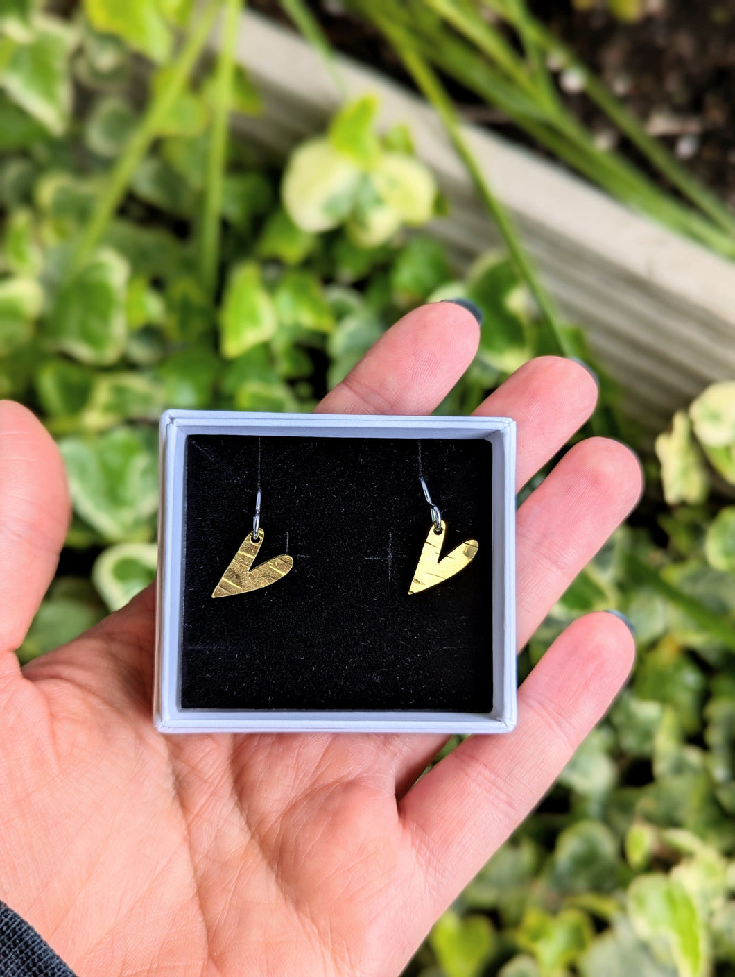 Brass Heart Earrings (narrow)