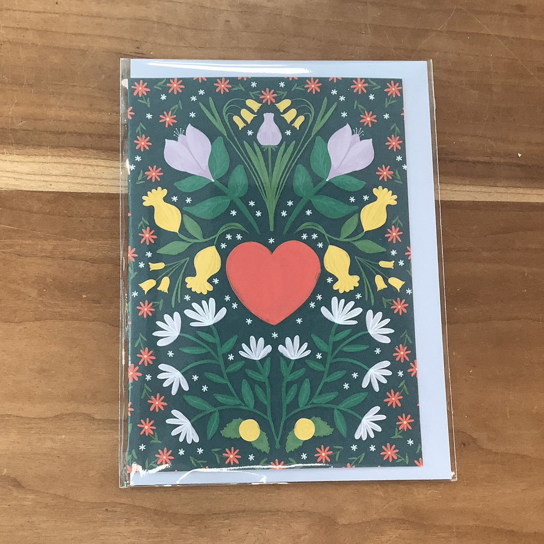 Floral Heart Rectangle Card