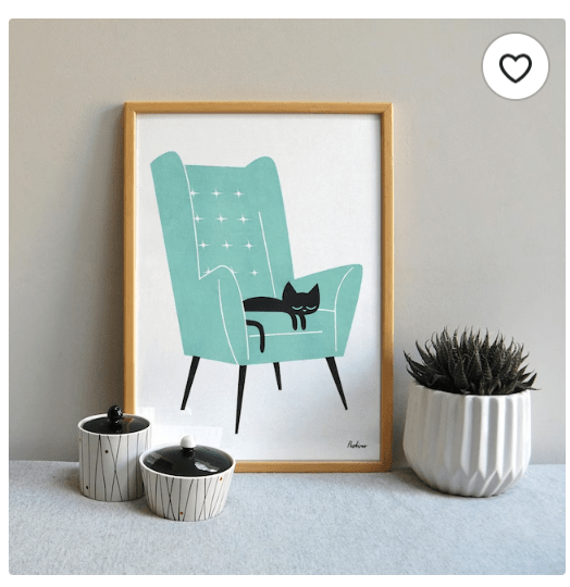 Teal cat nap riso print A3