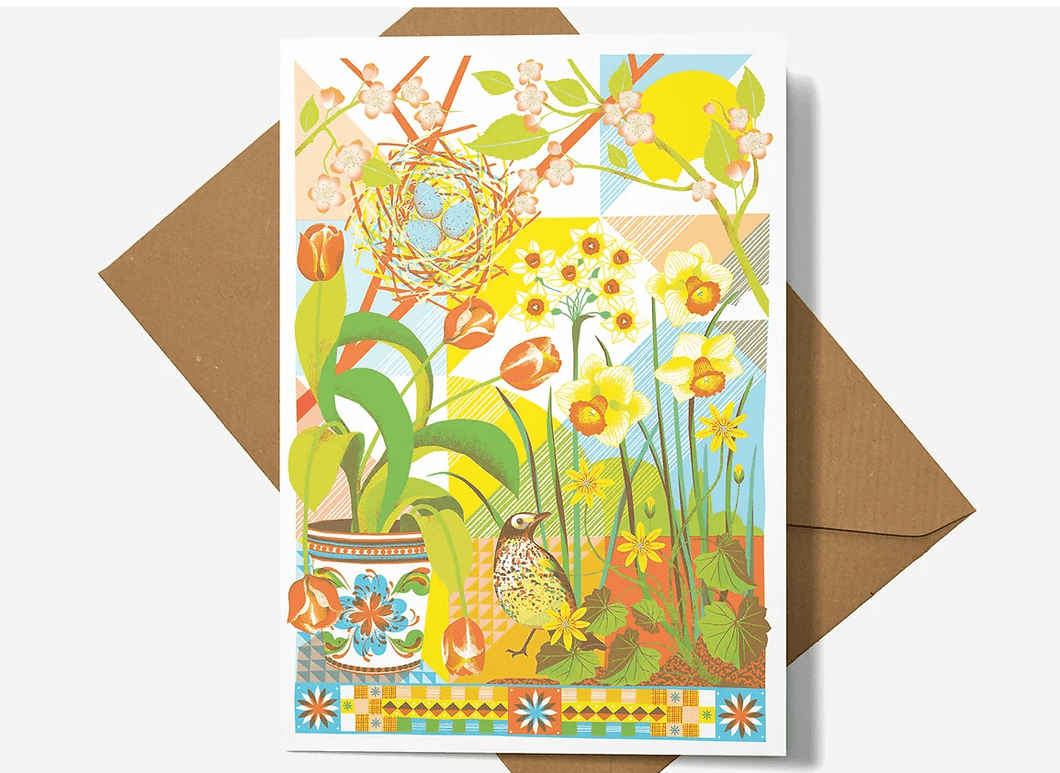 April Garden with Bird Card