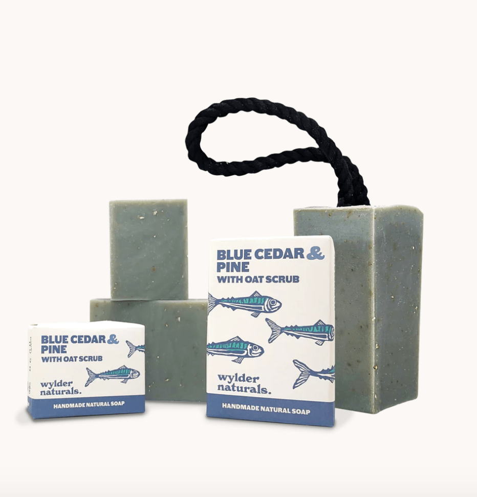 Blue Cedar & Pine soap on a rope - 250g