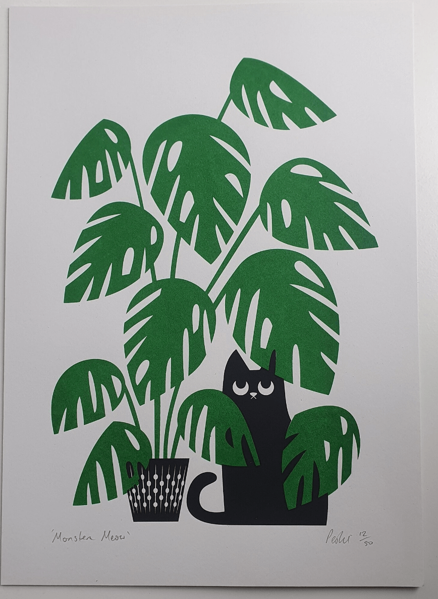 Monstera Meow Screen Print