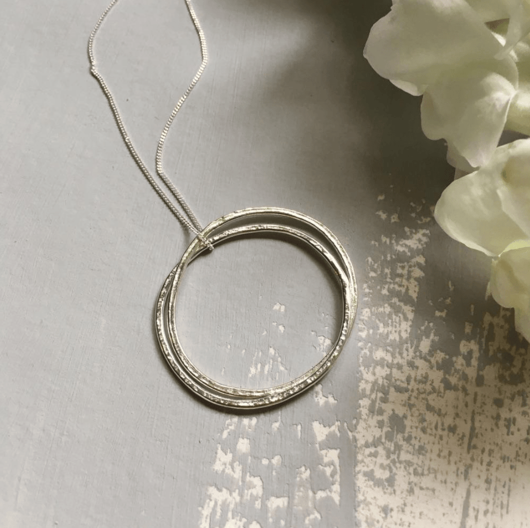 2 Paper Print Circle Necklace