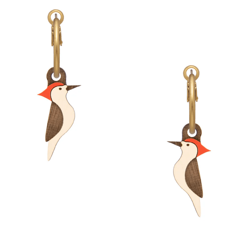 Woodpecker Hoop Earrings