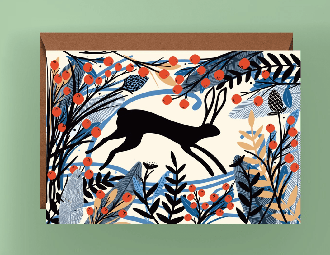 Christmas Hare Greetings Card