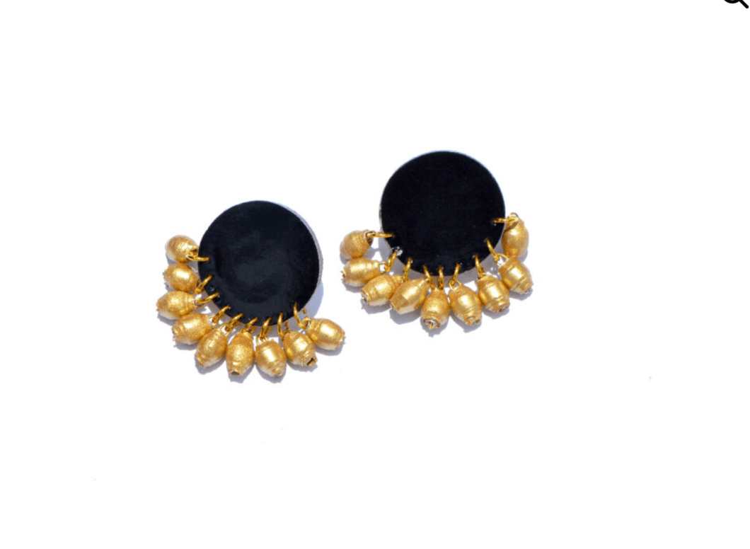 Gazania Black Earrings