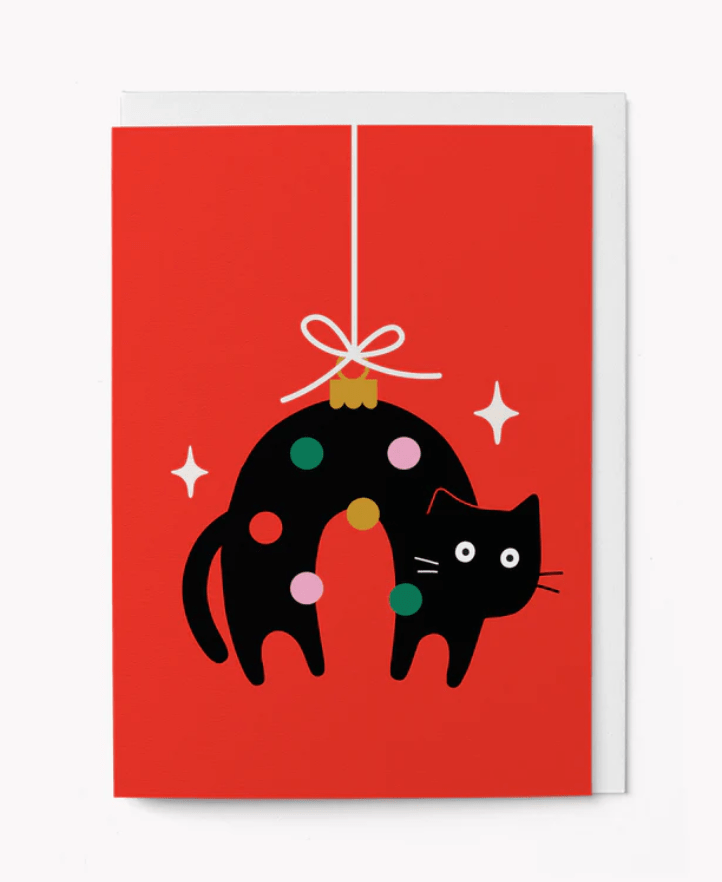 Hanging christmas cat card
