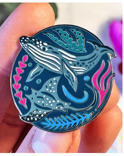 Whale & Manta Ray Enamel Pin Badge