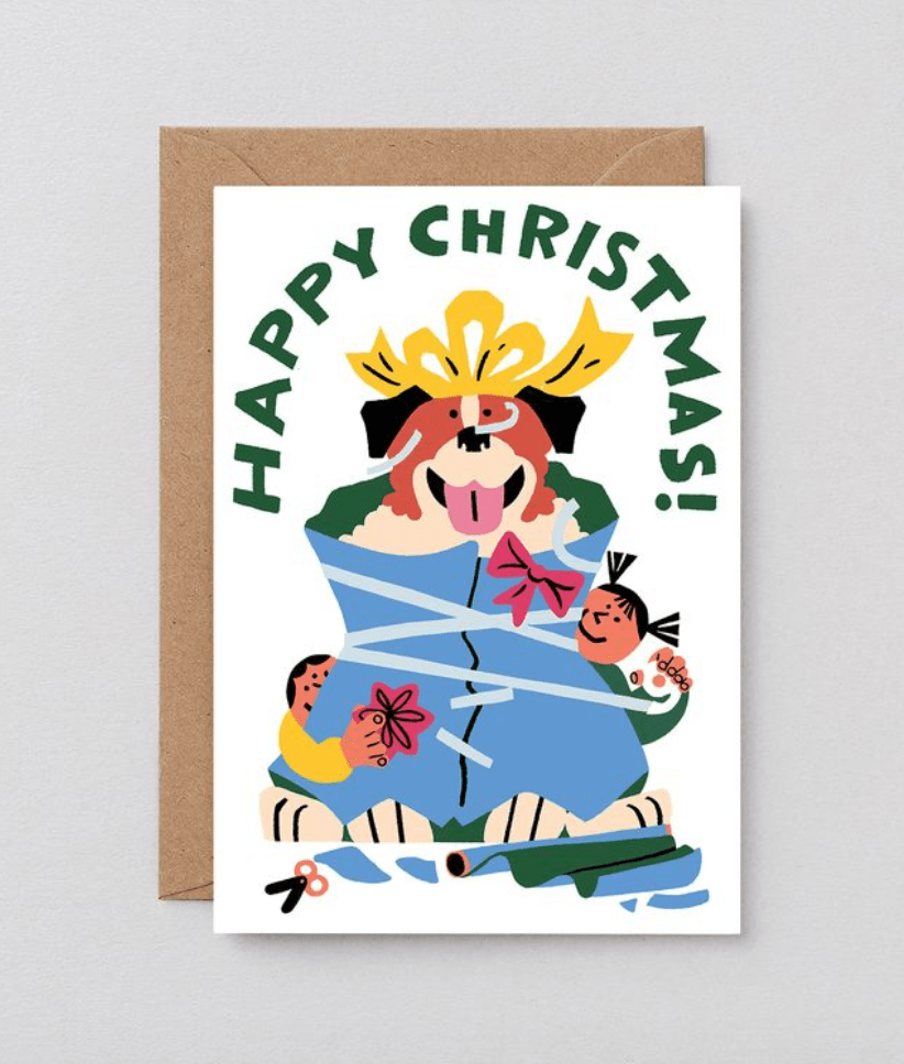 Dog Wrap Christmas Card