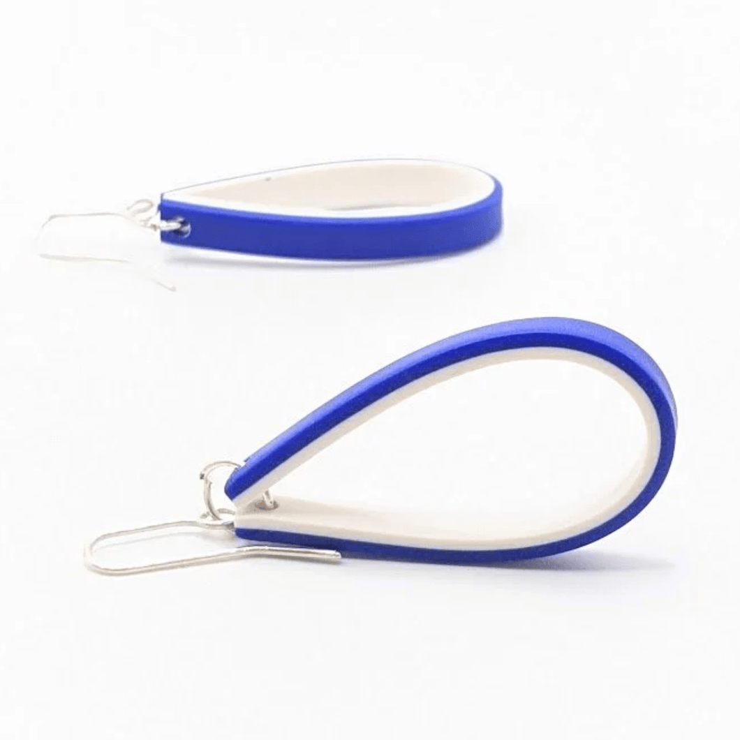 Dangle Loop Earrings - Blue/ White