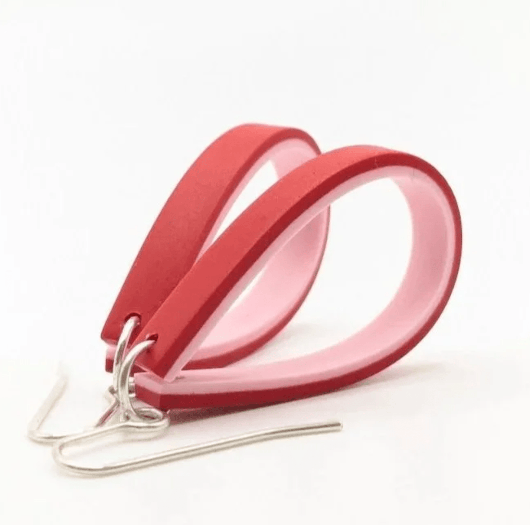 Dangle Loop Earrings - Red/Pink