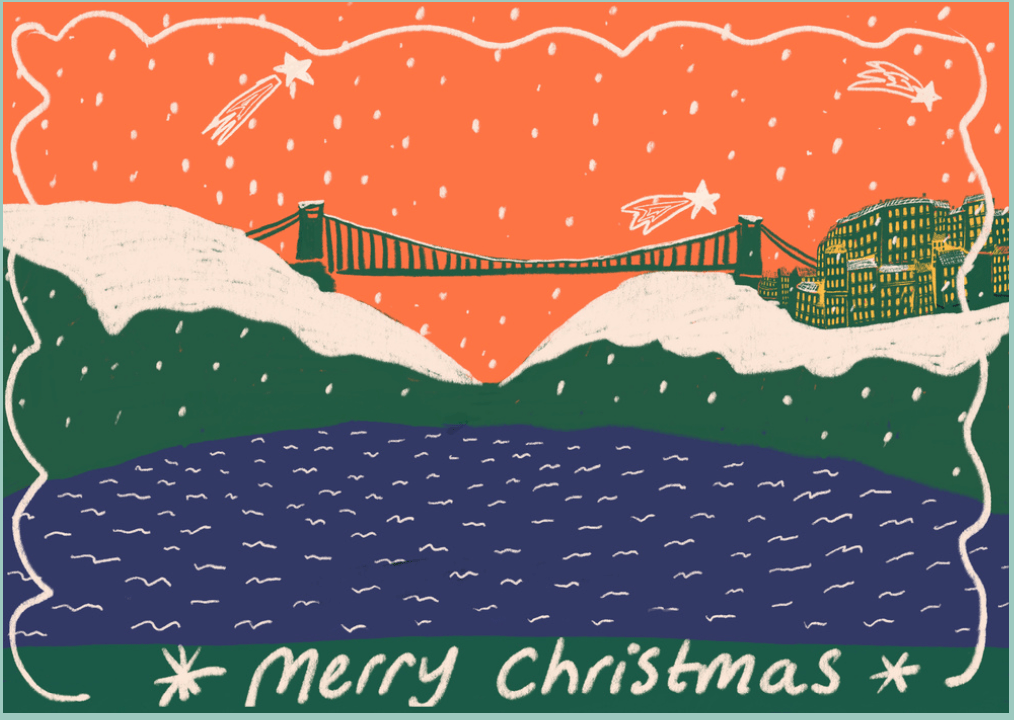 bristol bridge merry xmas card