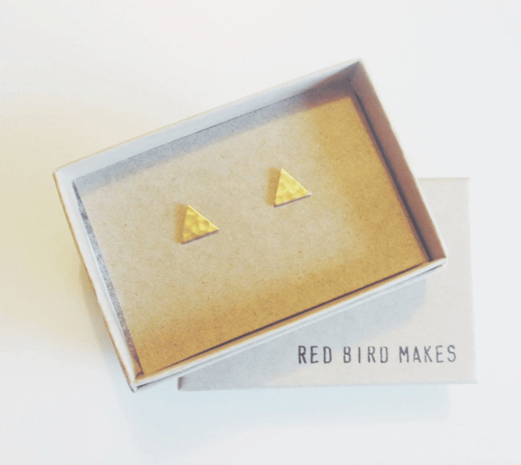 Mini brass studs - hammered triangle