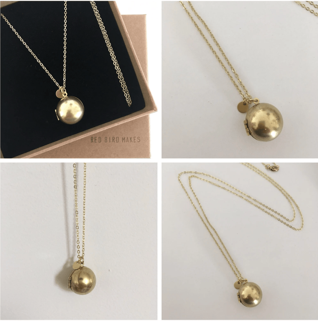 Brass Globe Locket Necklace