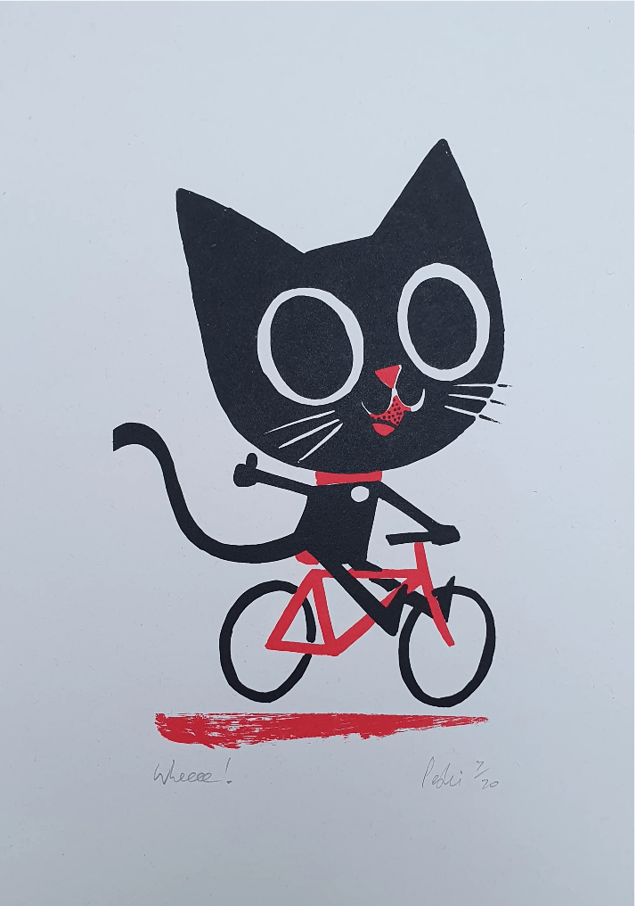 Wheee Cat a4 screen print