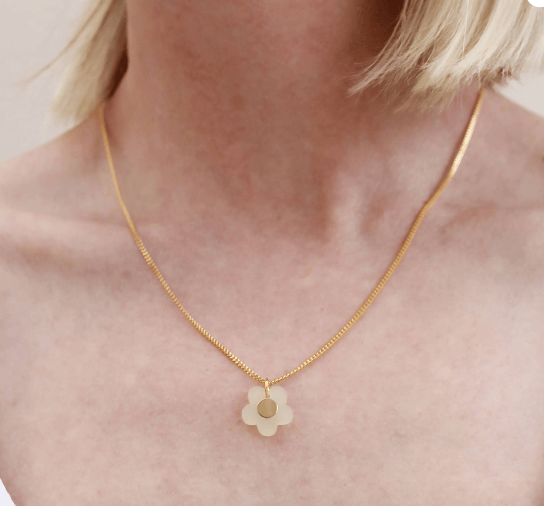 Flower Pendant with Brass Inlay