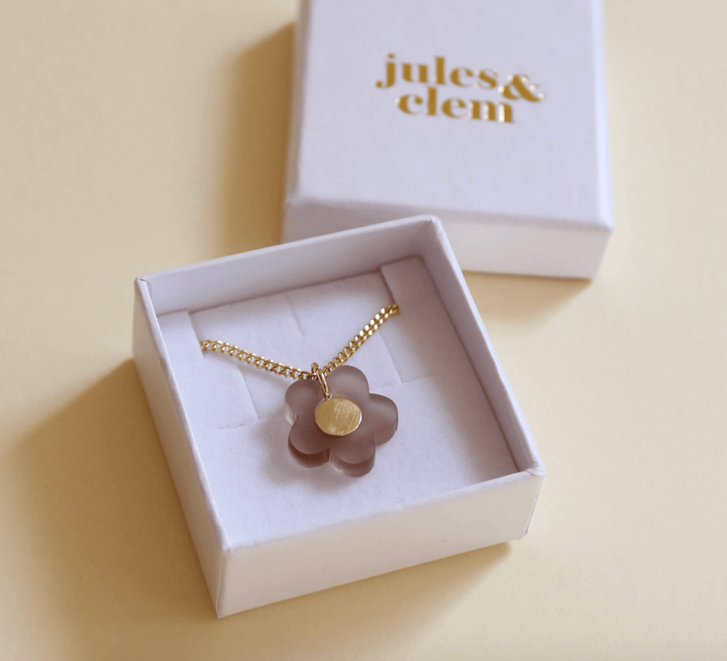 Flower Pendant with Brass Inlay - Nude