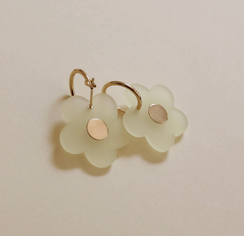 Flower Hoops with Brass Inlay - Buttercup