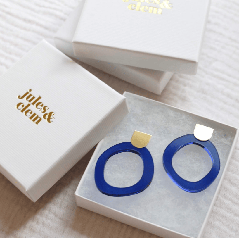 Statement Pebble Earrings - Blue