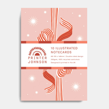 Load image into Gallery viewer, Pack of 10 Christmas Ribbon Notecards
