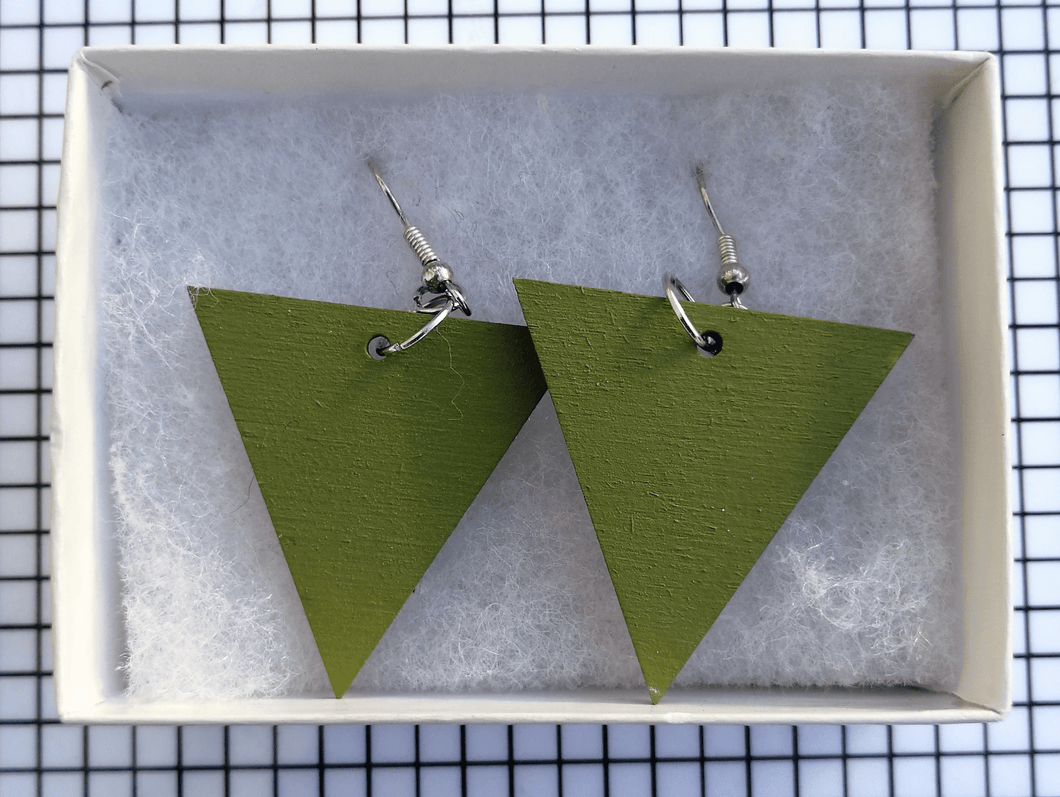 Triangle Flash Earrings - olive