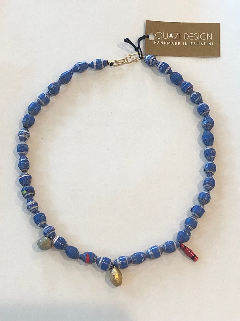Raraa Blue and gold paper necklace