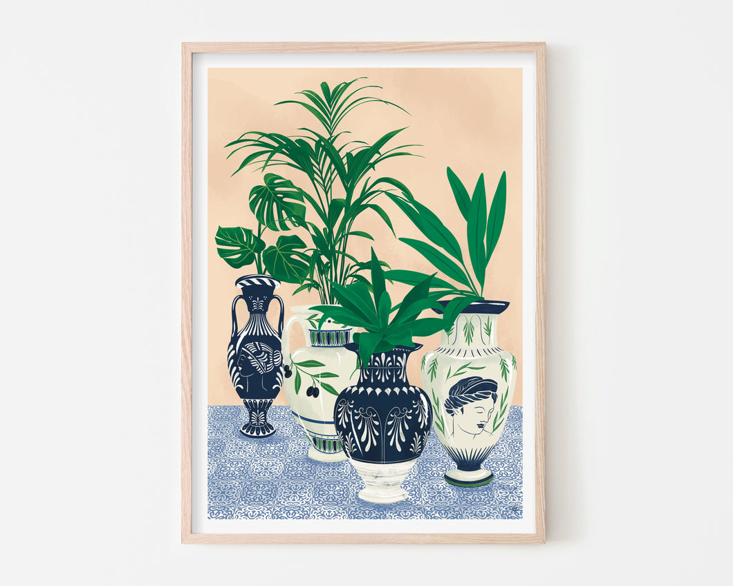 Greek Potted Plants Digital Print