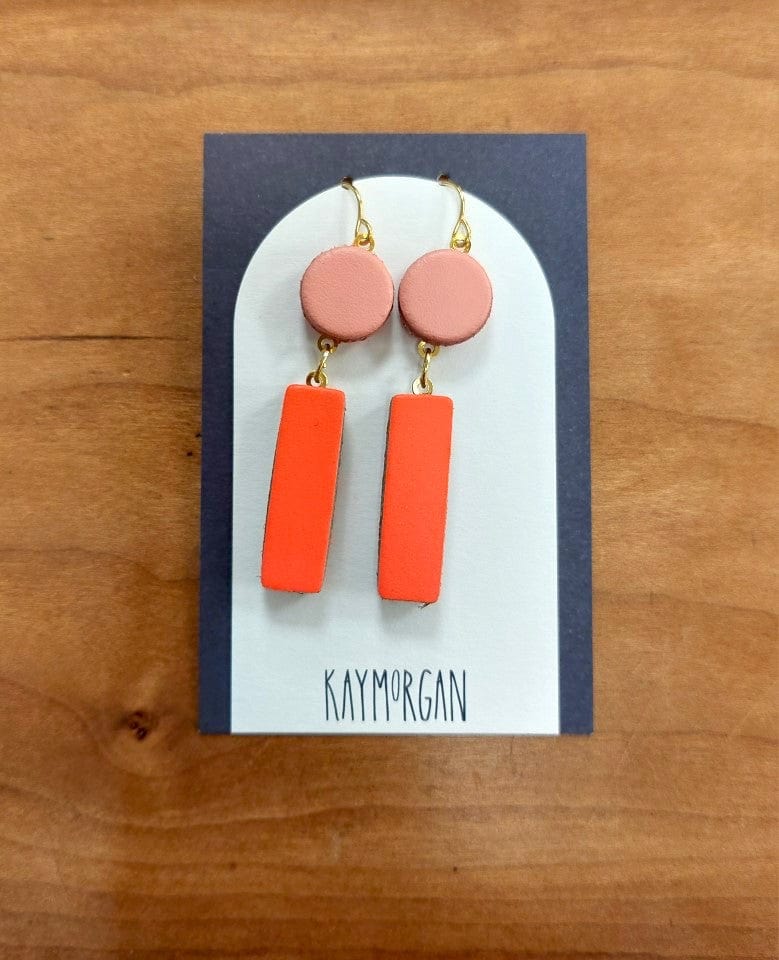 Bloc earrings - Pale Pink/Fluoro orange