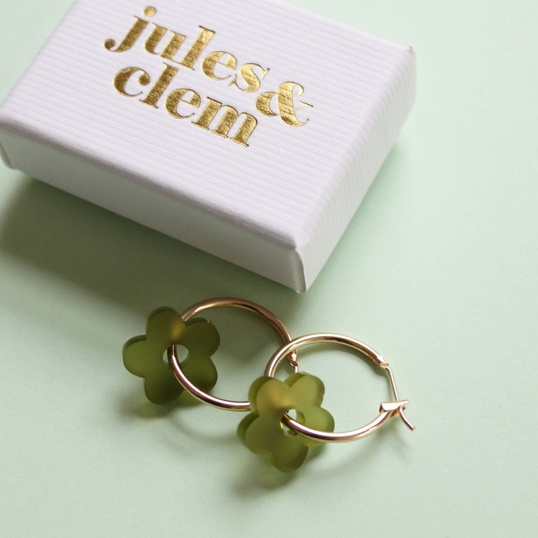 Flower Hoops - Light Green