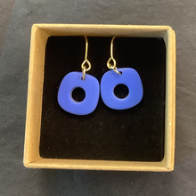 Load image into Gallery viewer, Soft Square Earrings Blue &amp; Grey w/ Hole
