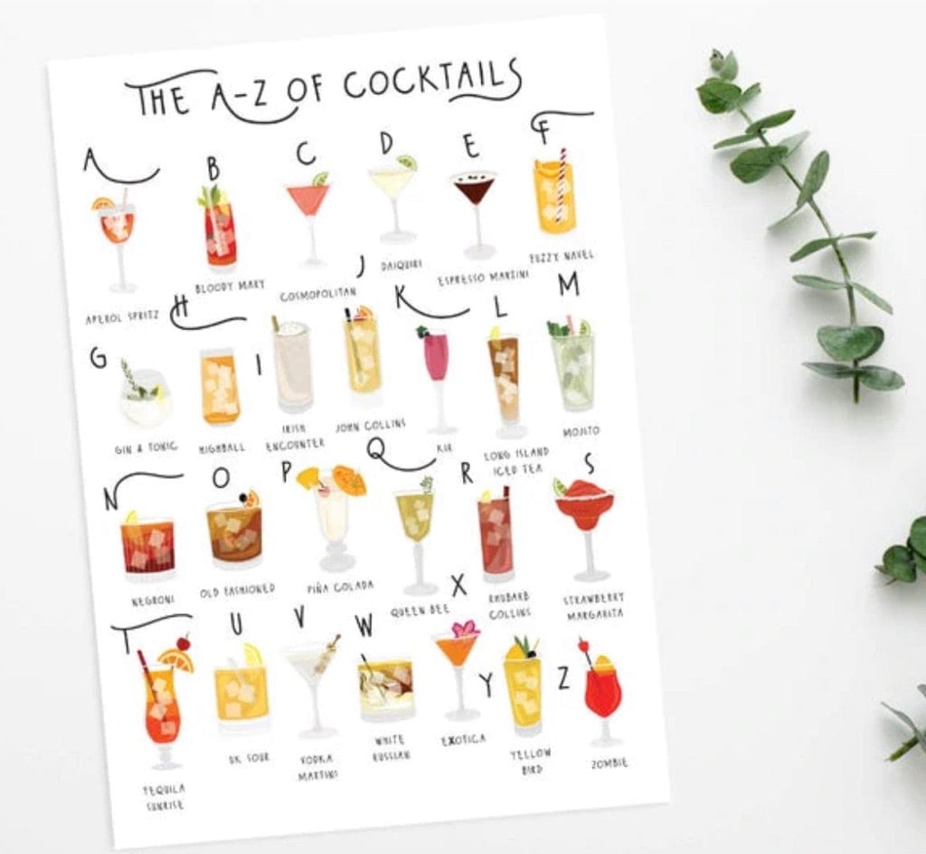 A-Z of Cocktails Print (unframed)