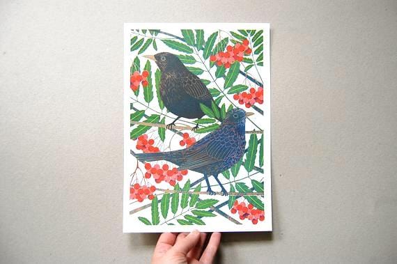 Blackbirds Riso Print - A4