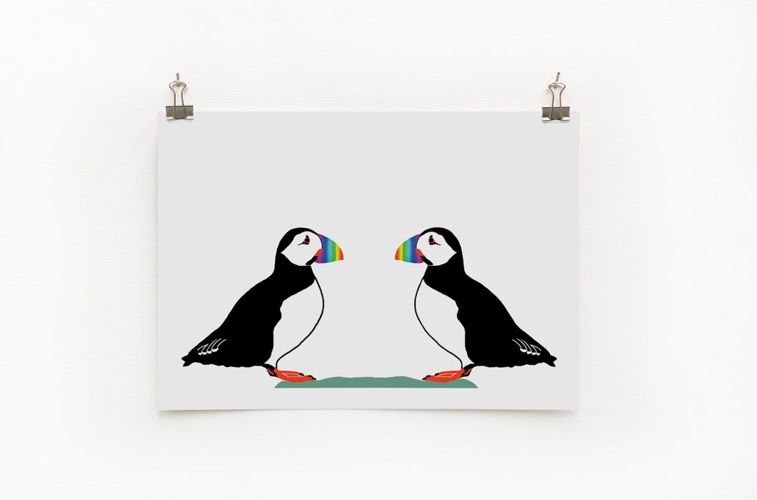 Rainbow Puffin A4 Print