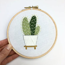 Load image into Gallery viewer, Cactus in a pot Embroidery Hoop
