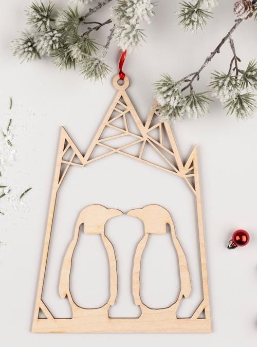 Wooden Penguin Christmas Wreath