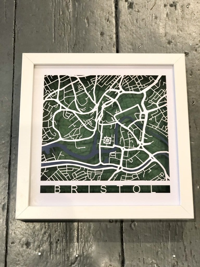 Bristol: White frame, WHite roads, Green background
