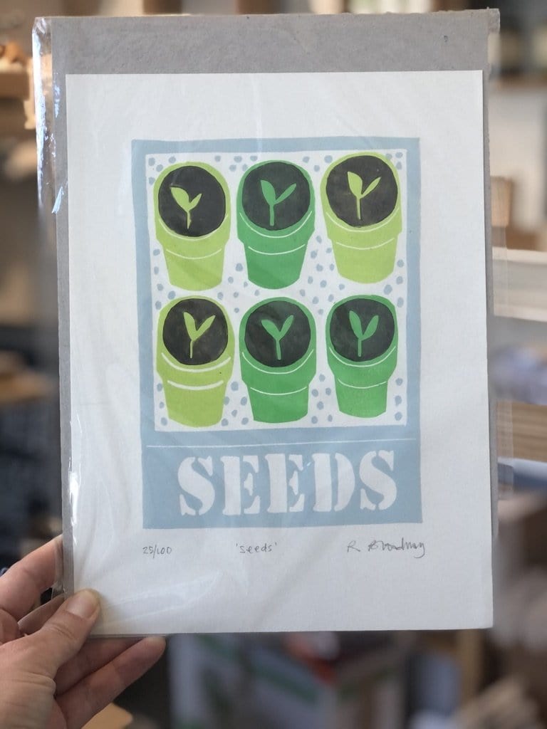 Seeds lino print