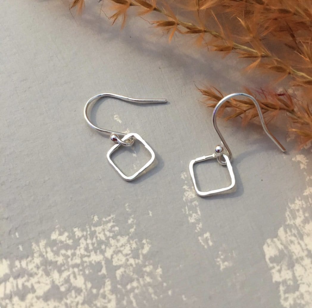 Mini Silver square earrings