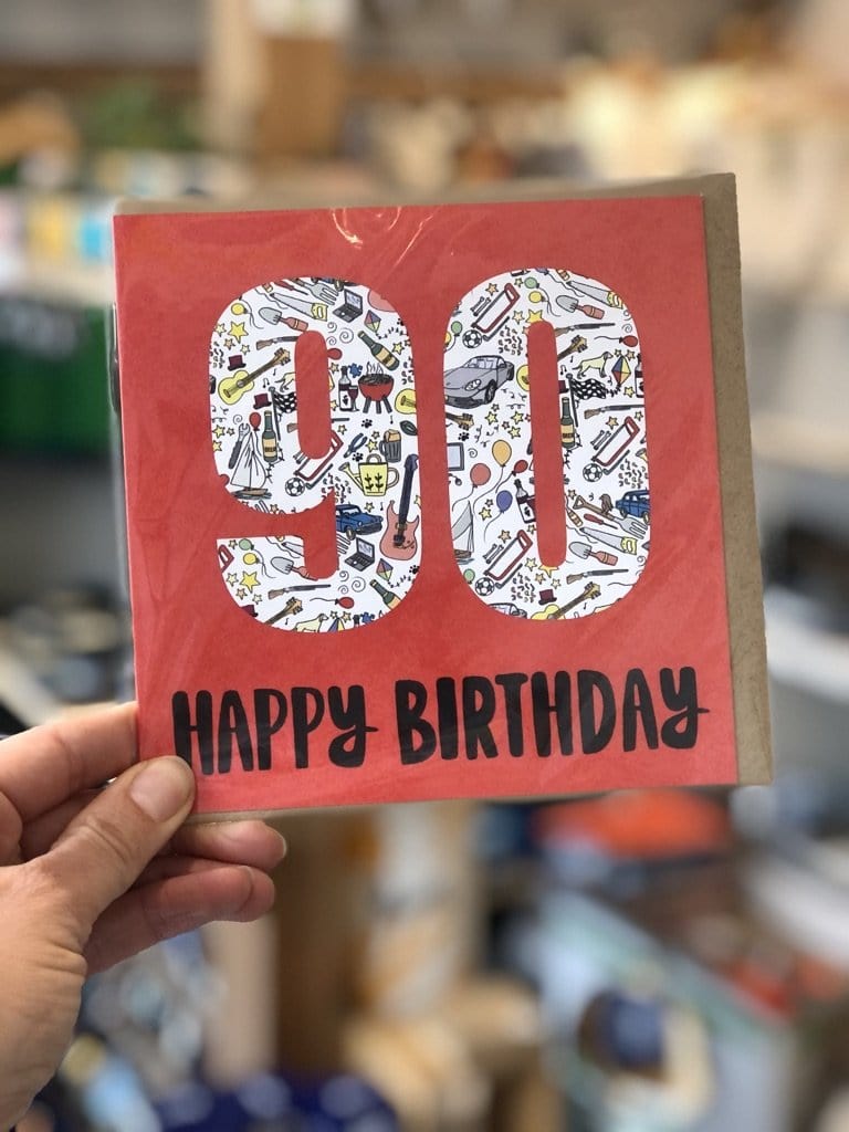 90th Birthday Card - Red