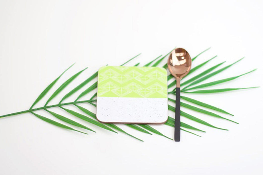 Leaf Sgraffito Style Coaster