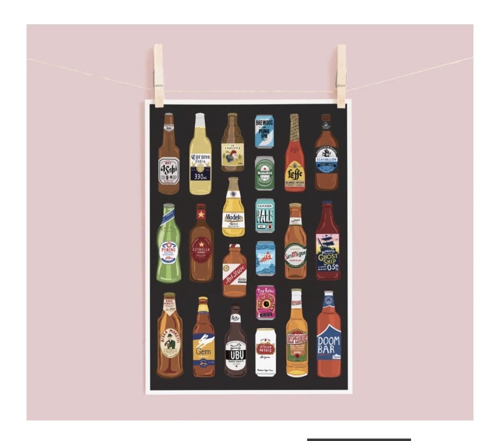 Beer Bottles Print - A3