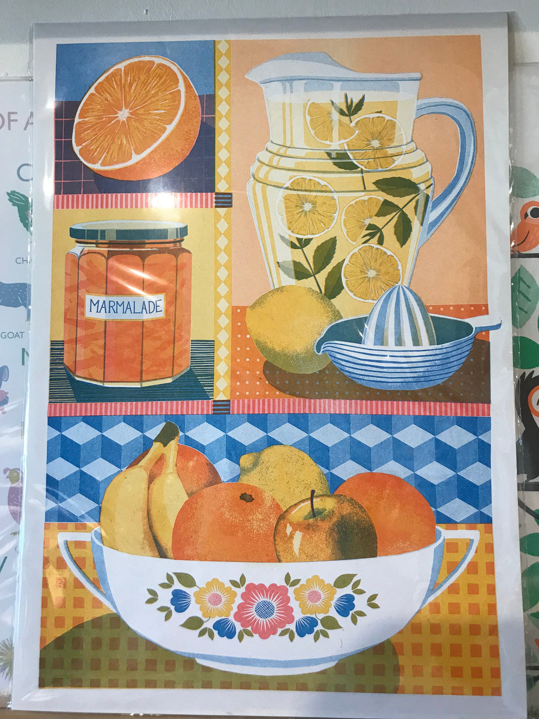 Orange and Lemon Risograph Print- A3