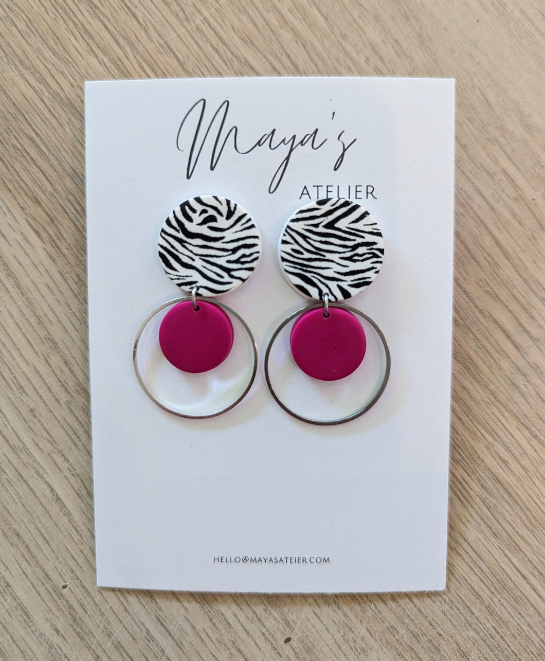 ANGELA: Zebra & Pink Earrings