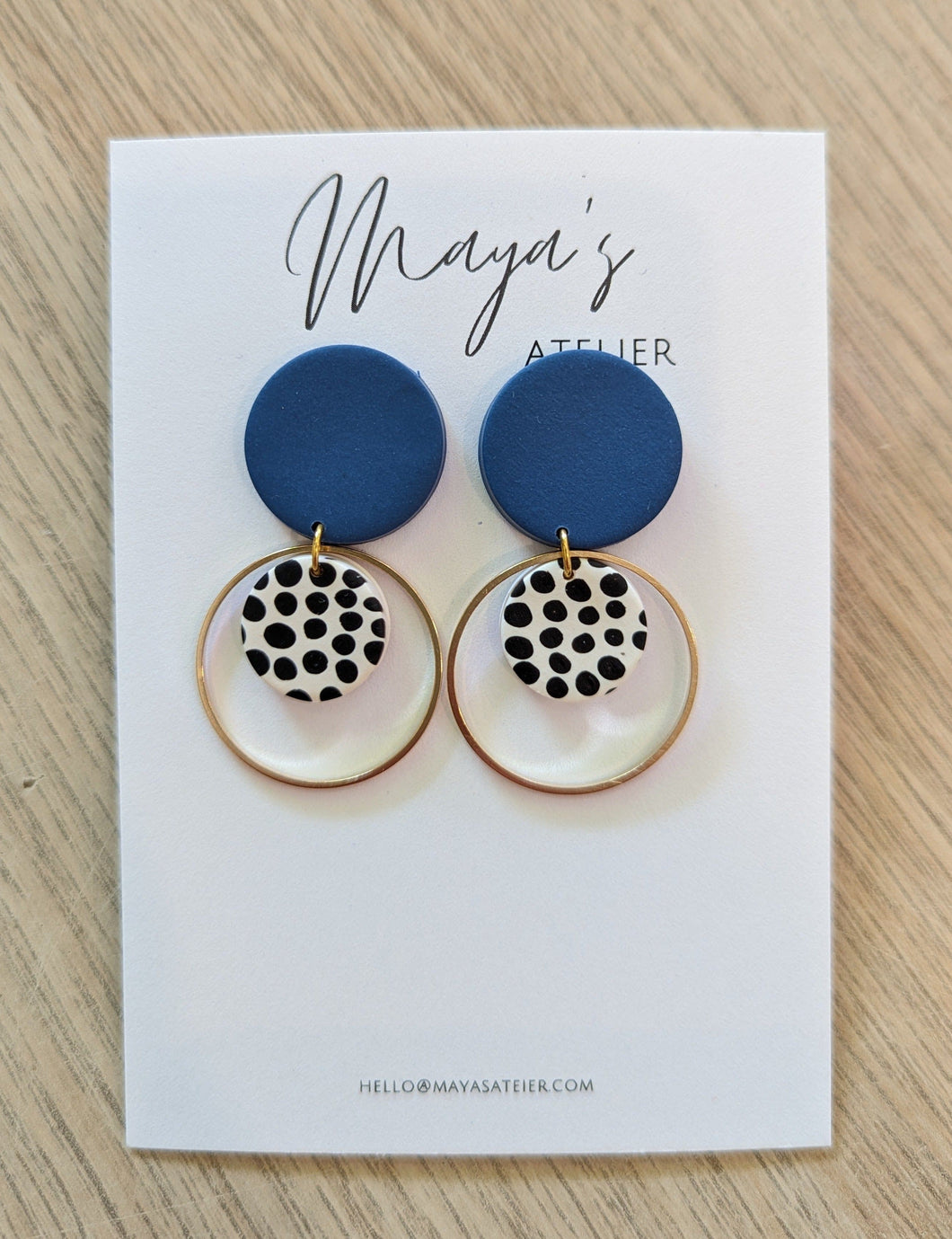 ANGELA: Dalmatian & Blue earrings