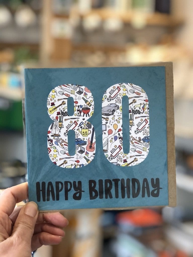 80th Birthday Card - Teal