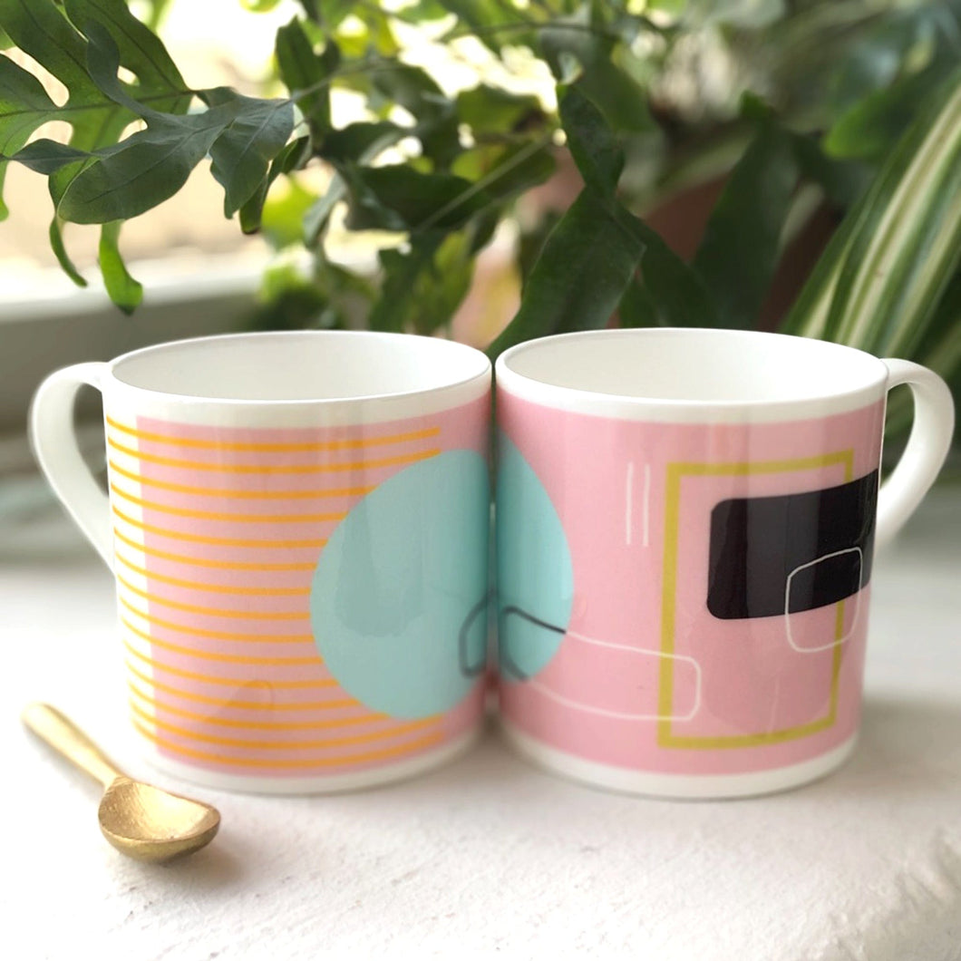 Pink Abstract Painting Bone China Mug