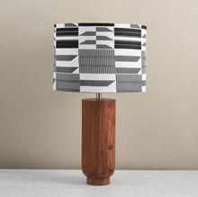 Load image into Gallery viewer, African Wax Print Lampshade - Block black &amp; white kente
