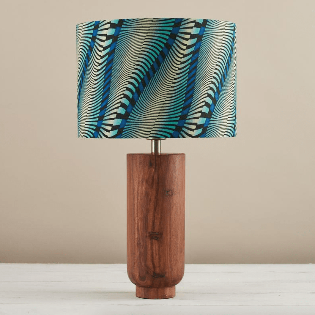 African Wax Print Lampshade - Wavy Blue
