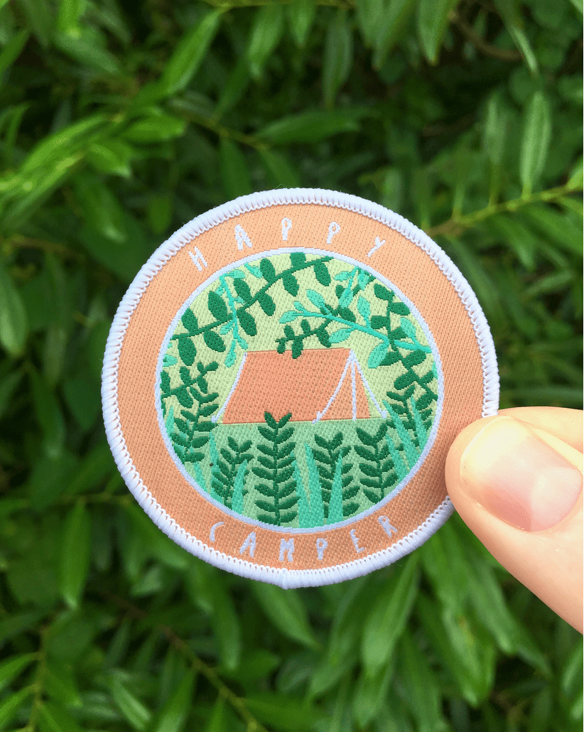 Happy Camper Embroidered Iron-on patch